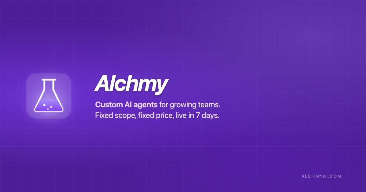 Alchmy, Productized AI workflows for operators · live in 7 days